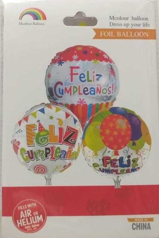 Globos Feliz cumpleaños florecitas