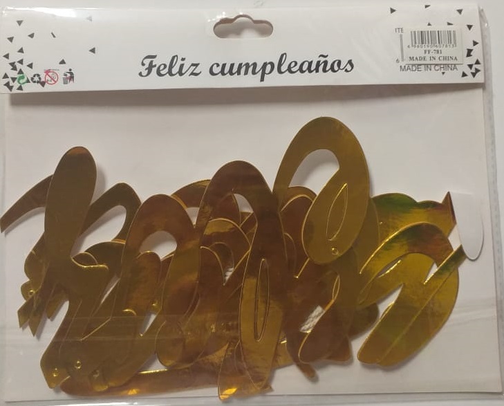 Feliz cumpleaños dorado cartulina espejo